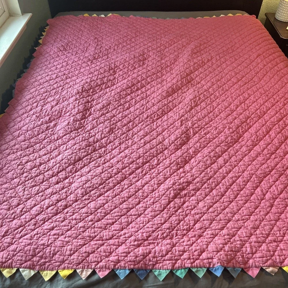 Prarie Point Rainbow Quilt Handmade Patchwork Stair Step 70